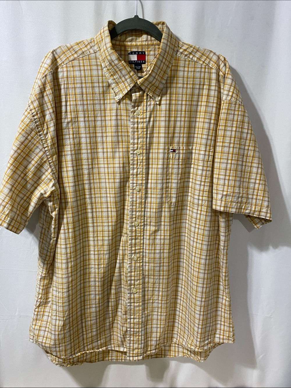 Tommy Hilfiger Yellow Plaid Short-Sleeve Button-Down